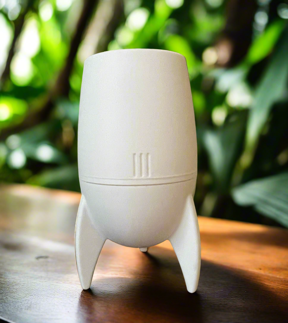 Rocket Ship Plant Planter with Hidden Drip Base