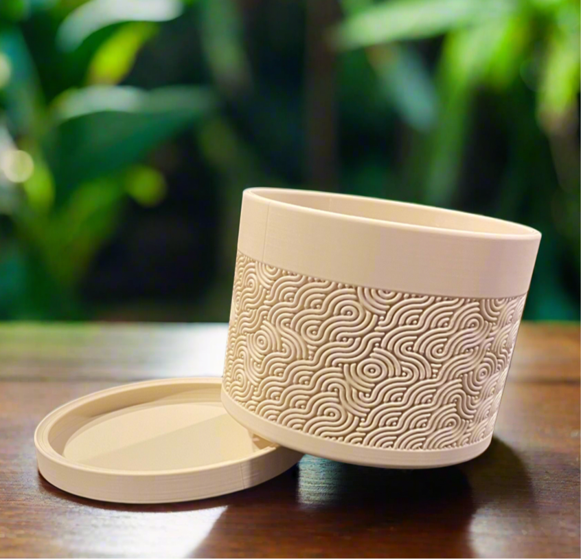 Etched Swirl Planter with Drip Tray