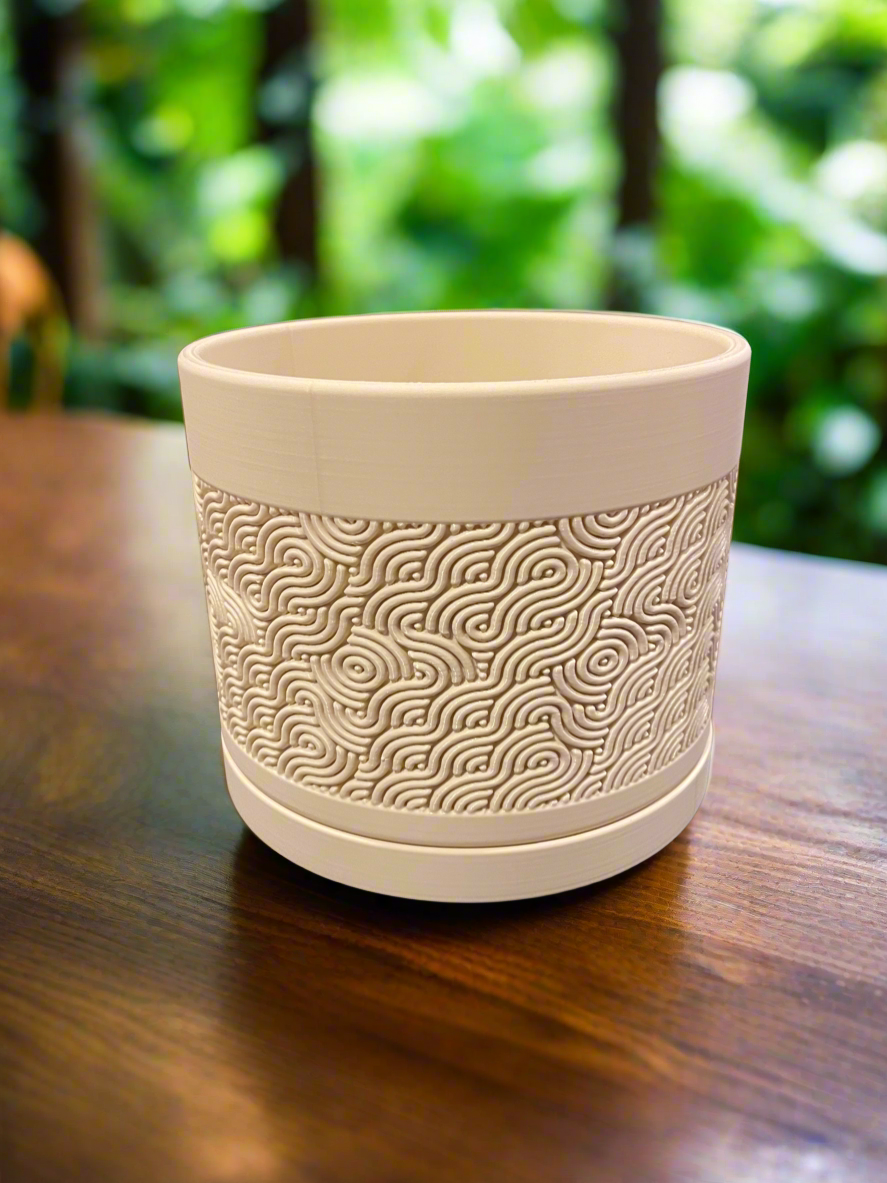 Etched Swirl Planter with Drip Tray