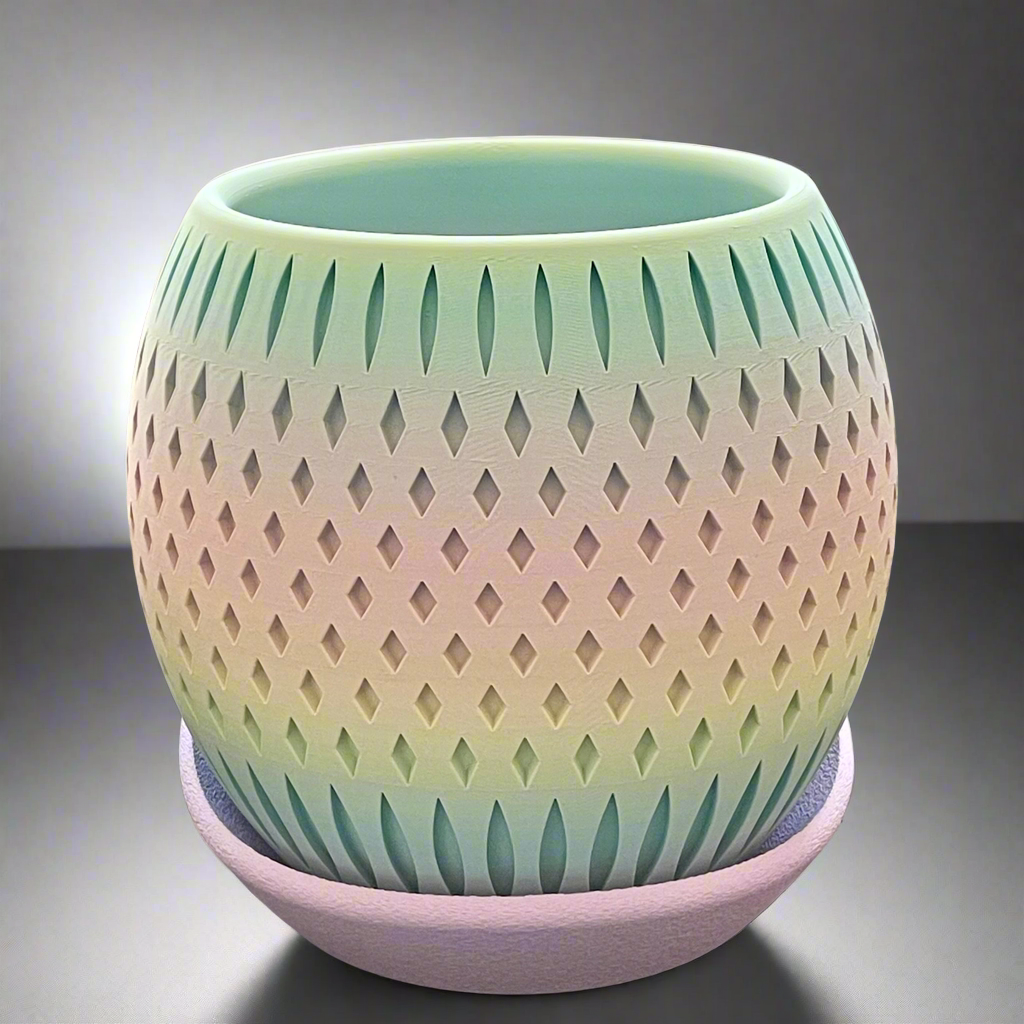DiamondAura Two-Tone Planter with High-Low Drip Tray