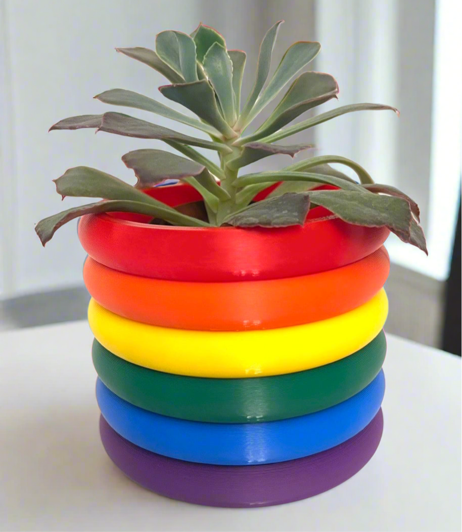 Rainbow Planter with Hidden Drip Base
