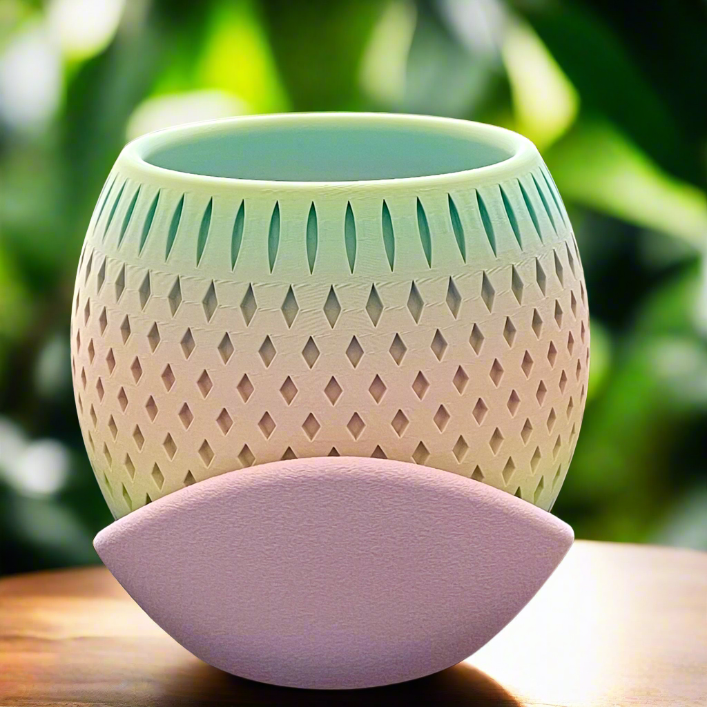 DiamondAura Two-Tone Planter with High-Low Drip Tray
