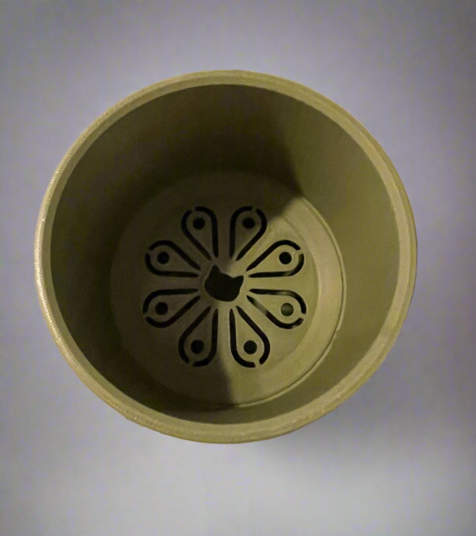 Etched Leaf Planter with Hidden Drip Base