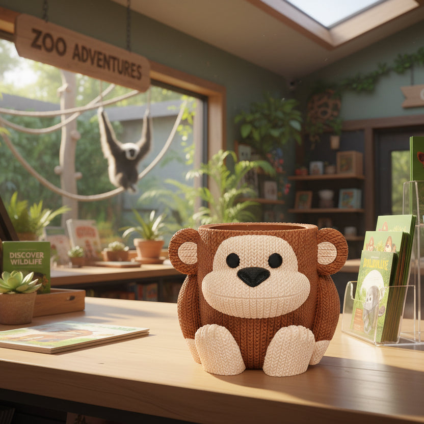 Knitted Monkey Planter