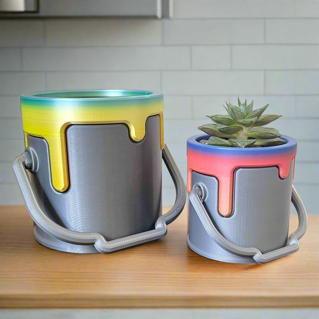 Color Spill Paint Can Planter