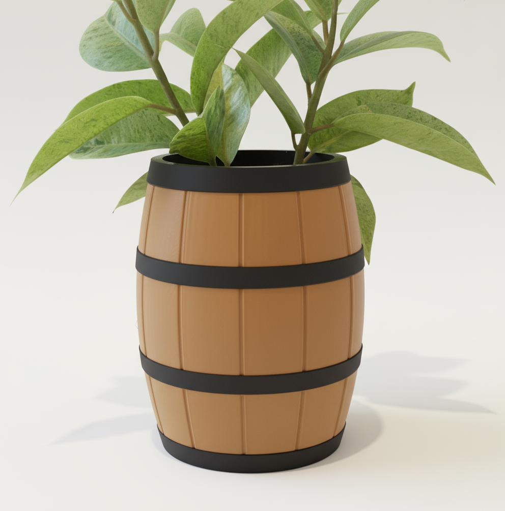 Tall Old World Barrel Self Watering Planter