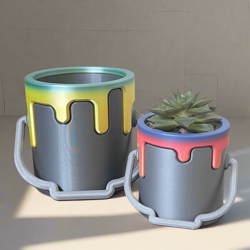Color Spill Paint Can Planter