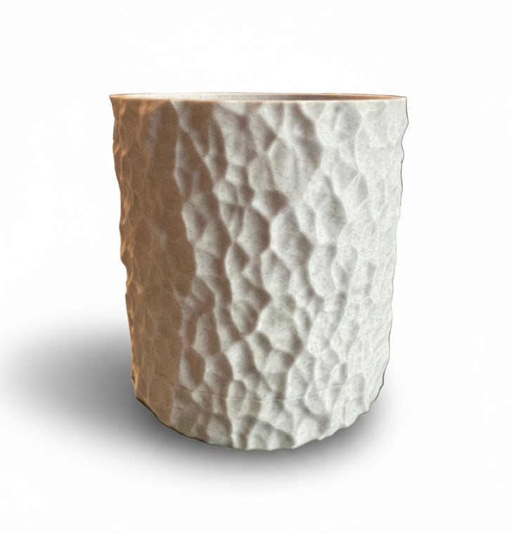 Chiseled Stone Planter with Hidden Drip Base