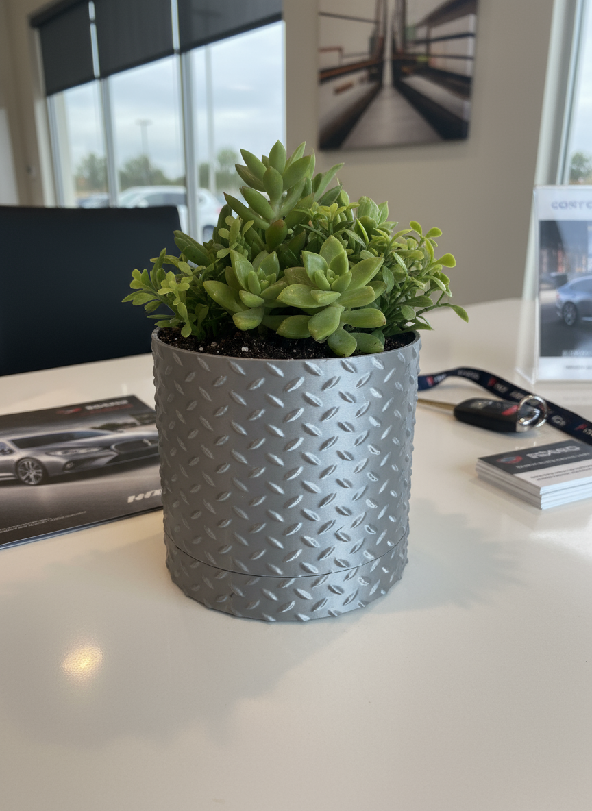 Steel Tread Planter with Hidden Drip Base
