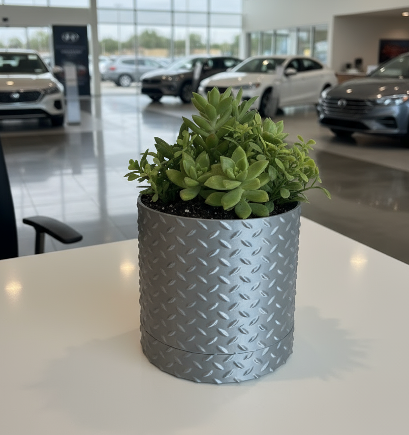 Steel Tread Planter with Hidden Drip Base