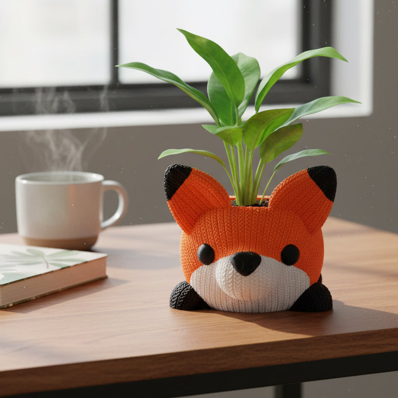 Knitted Fox Planter
