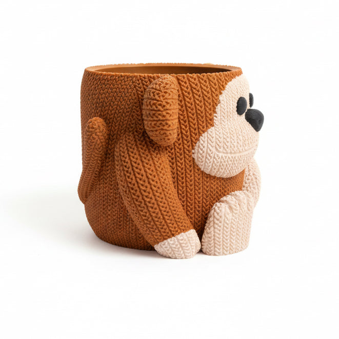 Knitted Monkey Planter