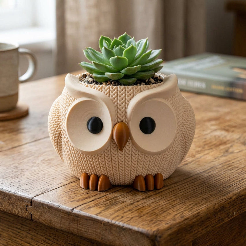 Knitted Owl Planter